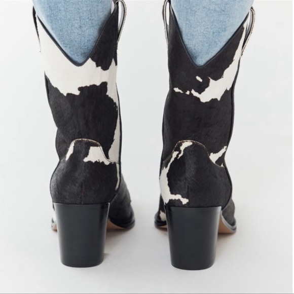 UO Cow Print Pony Hair Western Cowboy Boots - Picture 3 of 4